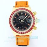 Japan-Made Replica Rolex Quartz Daytona Ruby Bezel Watch With Orange Strap 